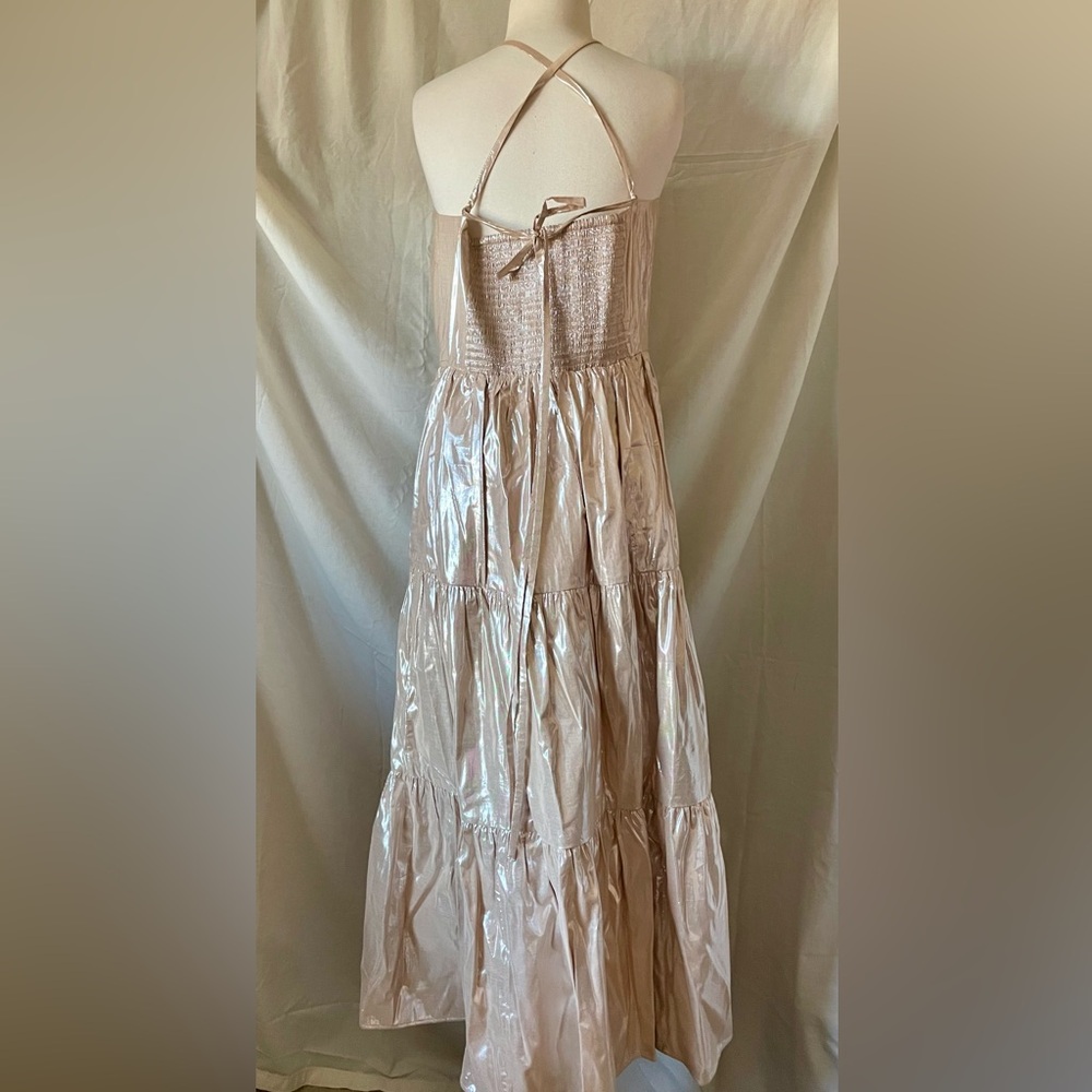 GAP Champagne Gold Tiered Dress L petite - Picture 3 of 10